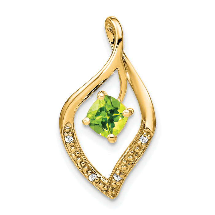 14k Peridot and Diamond Pendant-PM7035-PE-003-YA
