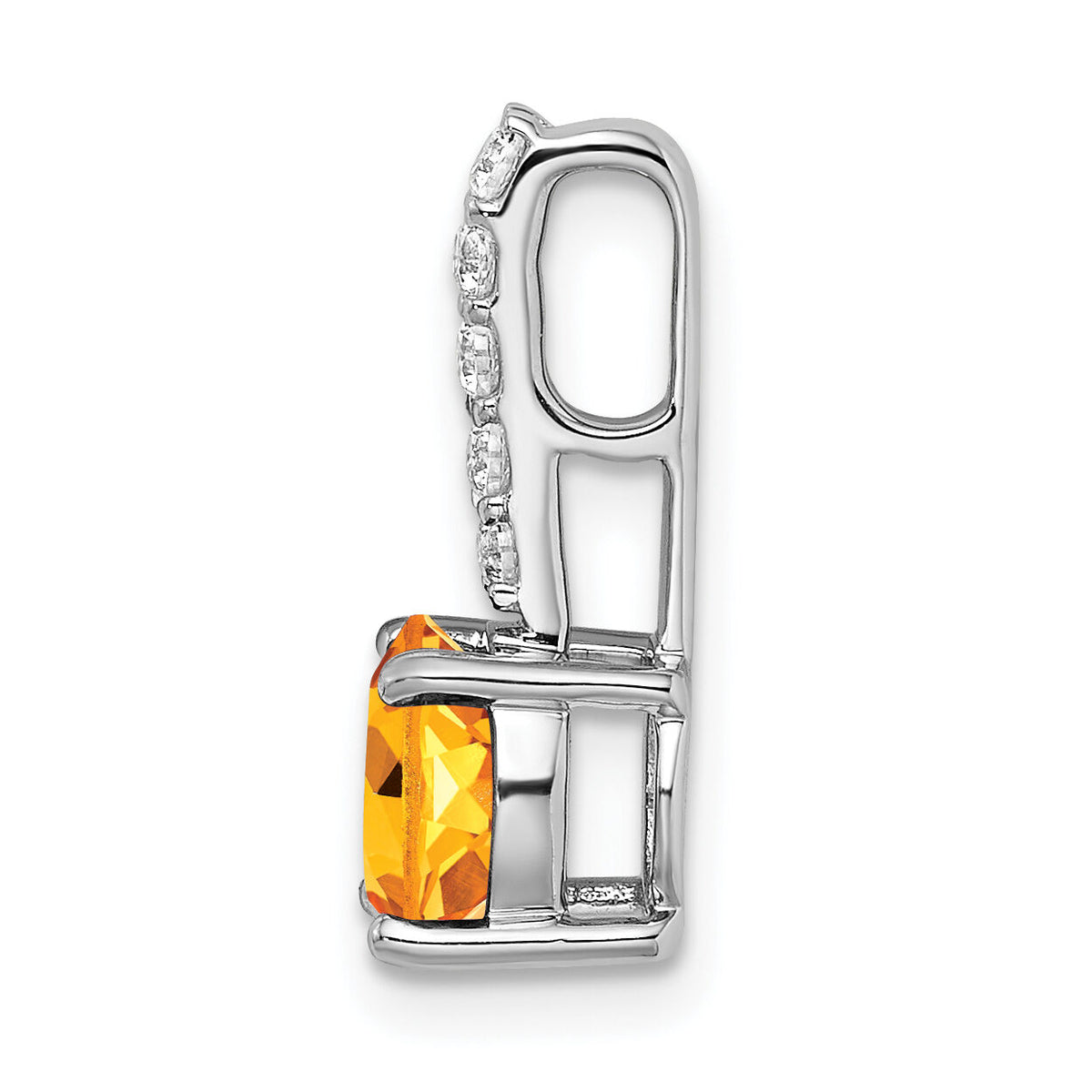 14k White Gold Round Citrine and Diamond Pendant-PM7036-CI-013-WA