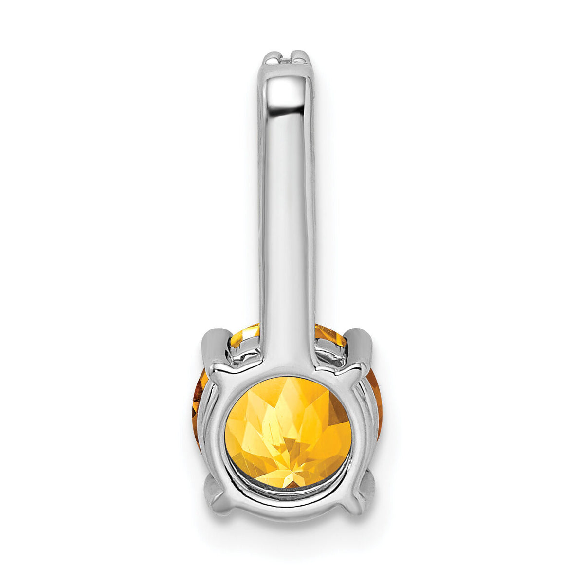 14k White Gold Round Citrine and Diamond Pendant-PM7036-CI-013-WA
