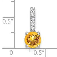 14k White Gold Round Citrine and Diamond Pendant-PM7036-CI-013-WA