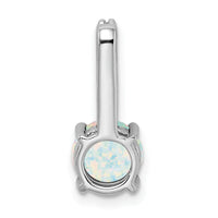 14k White Gold Round Created Opal and Diamond Pendant-PM7036-OP-013-WA
