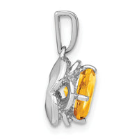 14k White Gold Cushion Citrine and Diamond Pendant-PM7037-CI-002-WA