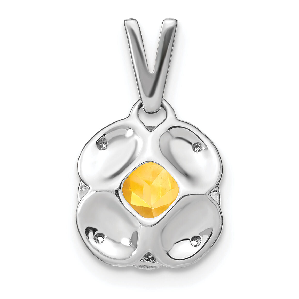 14k White Gold Cushion Citrine and Diamond Pendant-PM7037-CI-002-WA