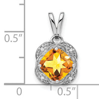 14k White Gold Cushion Citrine and Diamond Pendant-PM7037-CI-002-WA