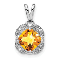 14k White Gold Cushion Citrine and Diamond Pendant-PM7037-CI-002-WA