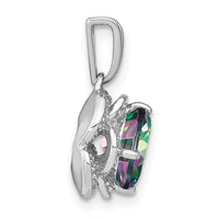 14k White Gold Cushion Mystic Fire Topaz and Diamond Pendant-PM7037-FT-002-WA