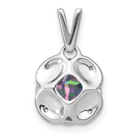 14k White Gold Cushion Mystic Fire Topaz and Diamond Pendant-PM7037-FT-002-WA