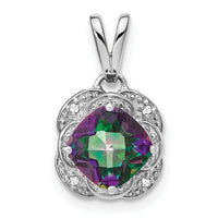 14k White Gold Cushion Mystic Fire Topaz and Diamond Pendant-PM7037-FT-002-WA