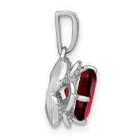 14k White Gold Cushion Garnet and Diamond Pendant-PM7037-GA-002-WA