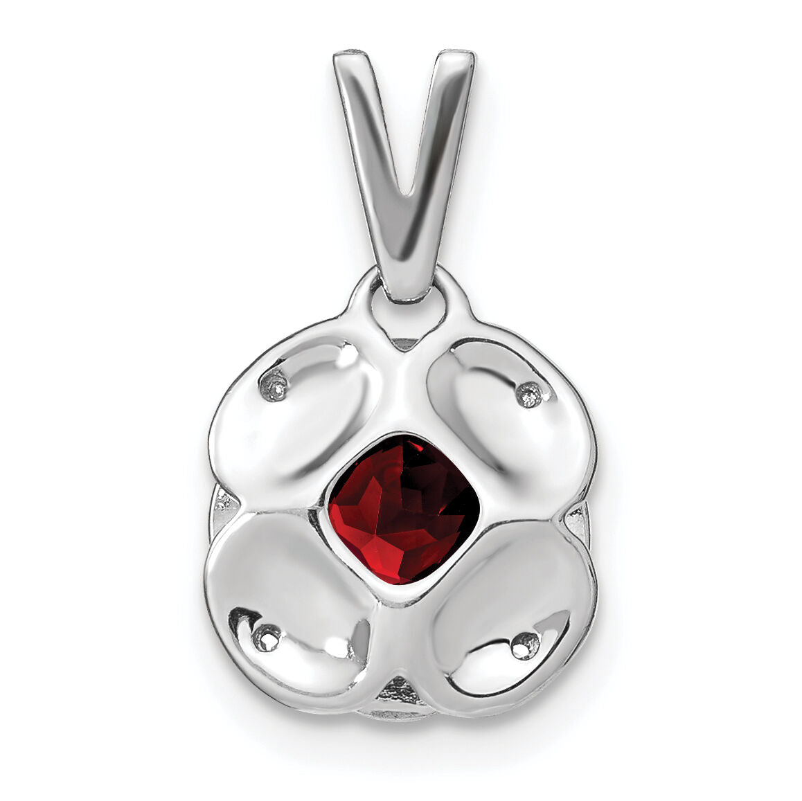14k White Gold Cushion Garnet and Diamond Pendant-PM7037-GA-002-WA