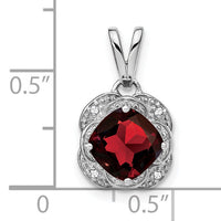 14k White Gold Cushion Garnet and Diamond Pendant-PM7037-GA-002-WA