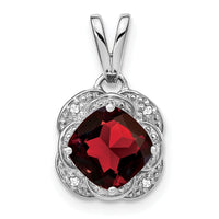 14k White Gold Cushion Garnet and Diamond Pendant-PM7037-GA-002-WA