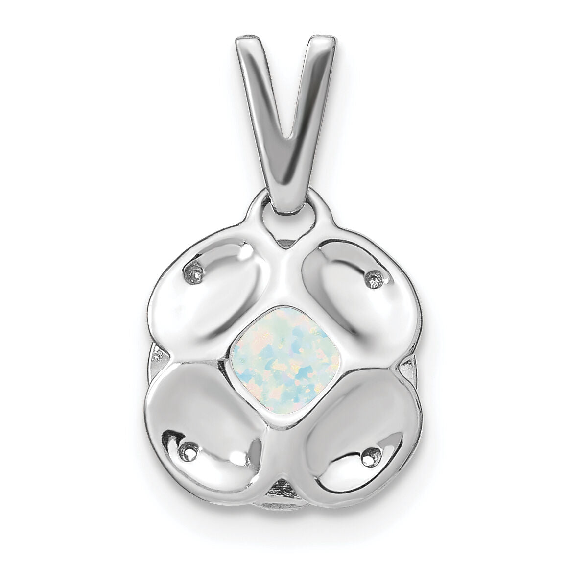 14k White Gold Cushion Created Opal and Diamond Pendant-PM7037-OP-002-WA