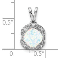 14k White Gold Cushion Created Opal and Diamond Pendant-PM7037-OP-002-WA
