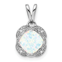 14k White Gold Cushion Created Opal and Diamond Pendant-PM7037-OP-002-WA