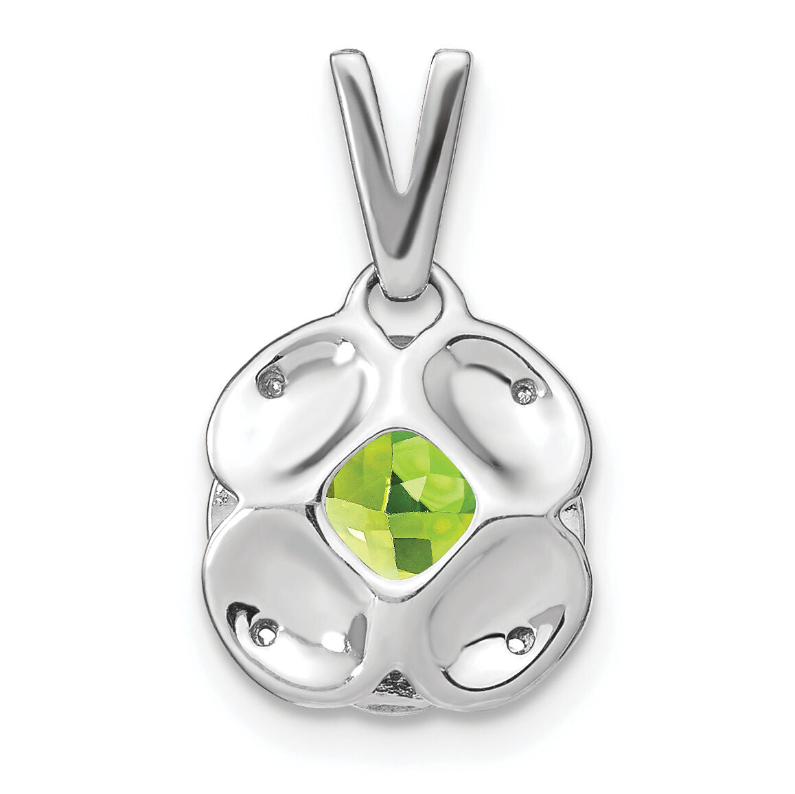 14k White Gold Cushion Peridot and Diamond Pendant-PM7037-PE-002-WA