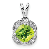 14k White Gold Cushion Peridot and Diamond Pendant-PM7037-PE-002-WA