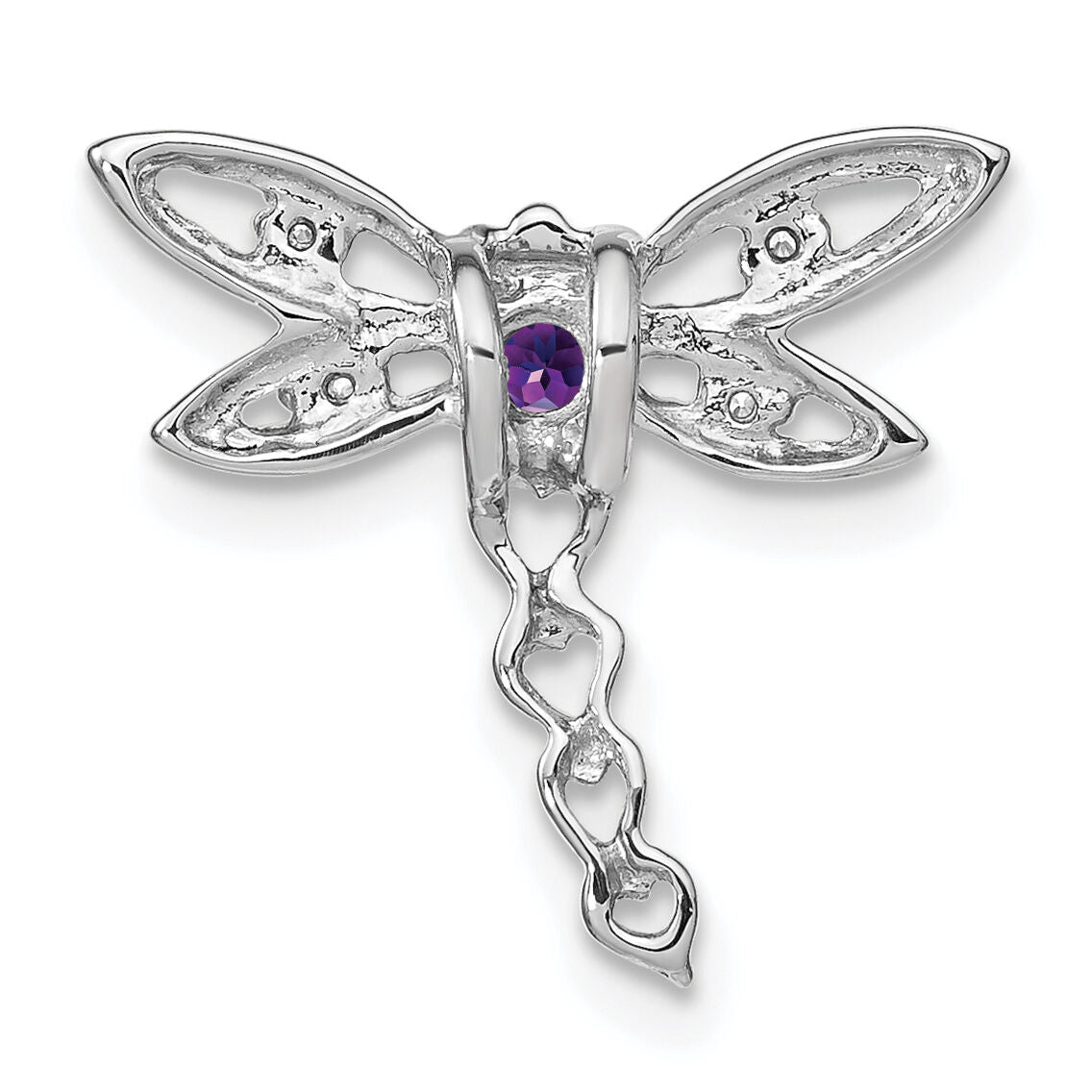 14k White Gold Amethyst and Diamond Dragonfly Chain Slide-PM7039-AM-002-WA
