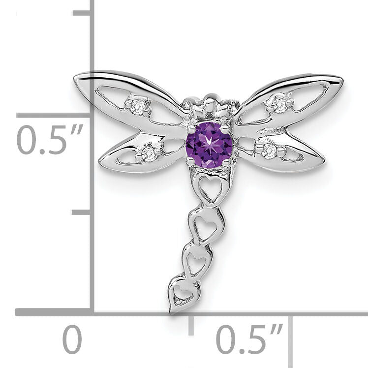 14k White Gold Amethyst and Diamond Dragonfly Chain Slide-PM7039-AM-002-WA