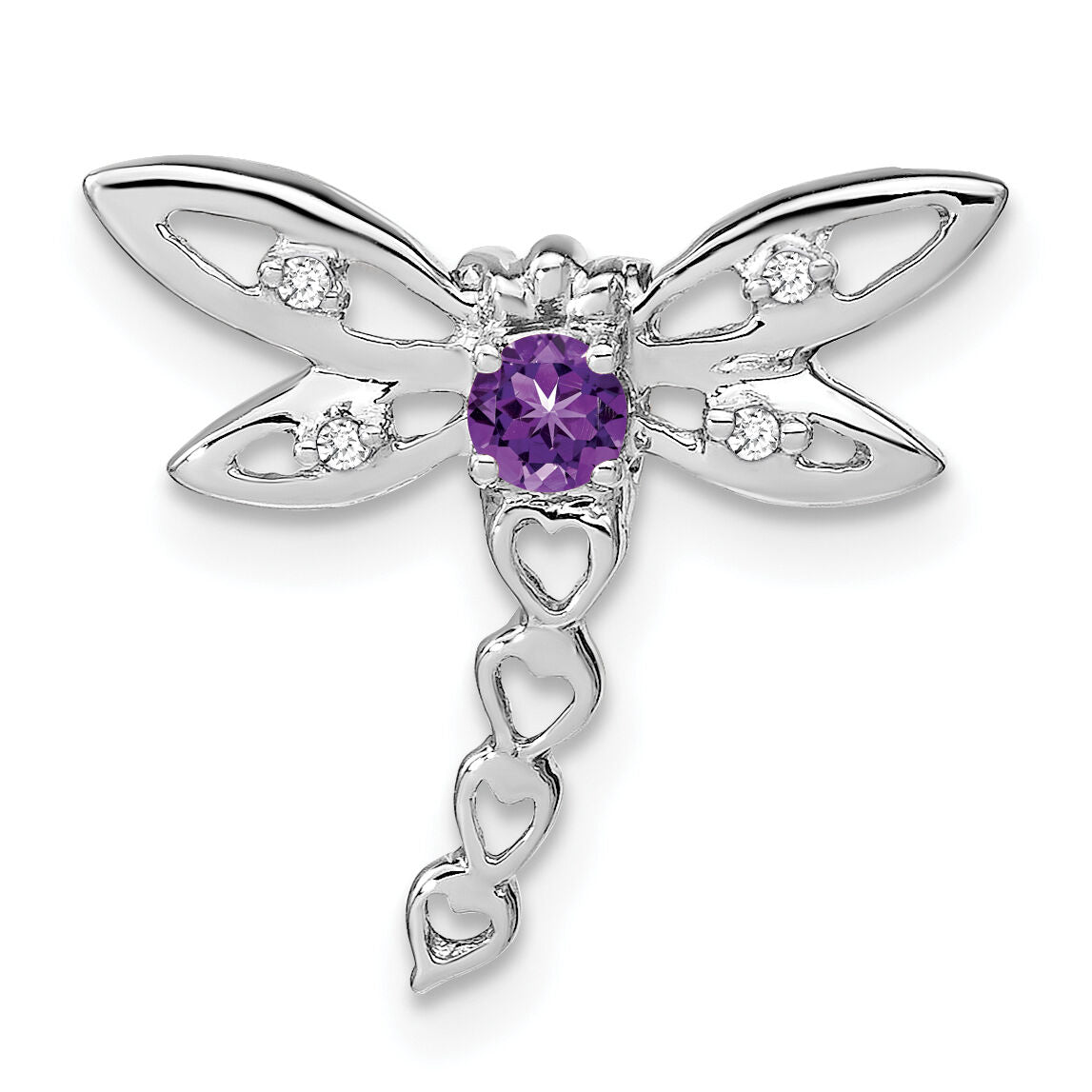 14k White Gold Amethyst and Diamond Dragonfly Chain Slide-PM7039-AM-002-WA