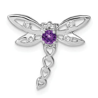 14k White Gold Amethyst and Diamond Dragonfly Chain Slide-PM7039-AM-002-WA