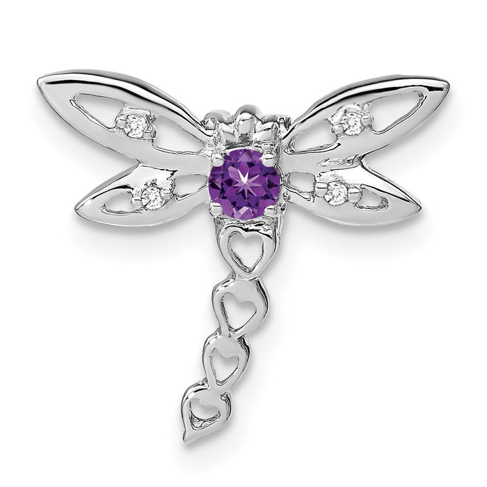14k White Gold Amethyst and Diamond Dragonfly Chain Slide-PM7039-AM-002-WA