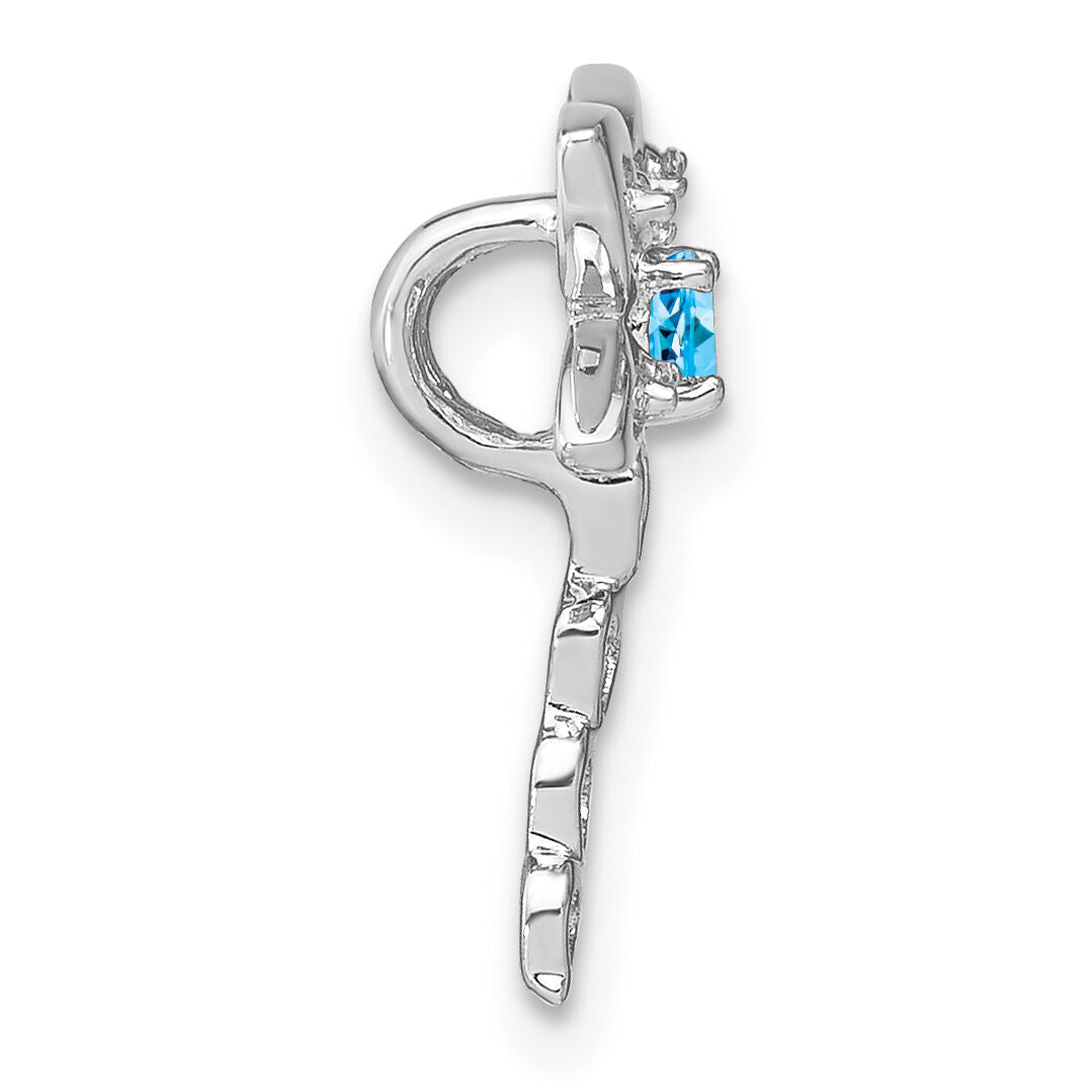 14k White Gold Blue Topaz and Diamond Dragonfly Chain Slide-PM7039-BT-002-WA