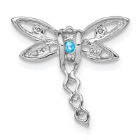 14k White Gold Blue Topaz and Diamond Dragonfly Chain Slide-PM7039-BT-002-WA