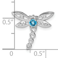 14k White Gold Blue Topaz and Diamond Dragonfly Chain Slide-PM7039-BT-002-WA
