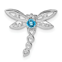 14k White Gold Blue Topaz and Diamond Dragonfly Chain Slide-PM7039-BT-002-WA
