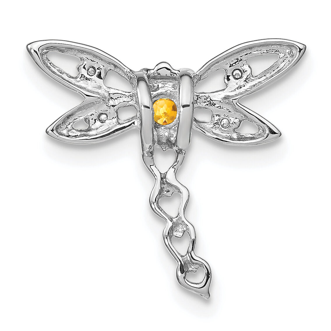 14k White Gold Citrine and Diamond Dragonfly Chain Slide-PM7039-CI-002-WA
