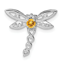 14k White Gold Citrine and Diamond Dragonfly Chain Slide-PM7039-CI-002-WA