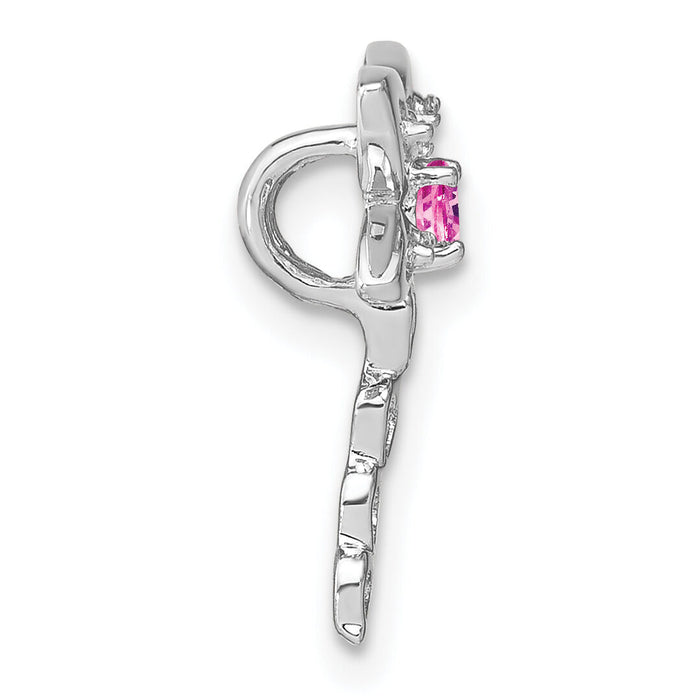 14k White Gold Cr. Pink Sapphire and Diamond Dragonfly Chain Slide-PM7039-CPS-002-WA