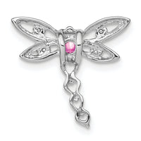 14k White Gold Cr. Pink Sapphire and Diamond Dragonfly Chain Slide-PM7039-CPS-002-WA