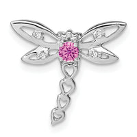 14k White Gold Cr. Pink Sapphire and Diamond Dragonfly Chain Slide-PM7039-CPS-002-WA