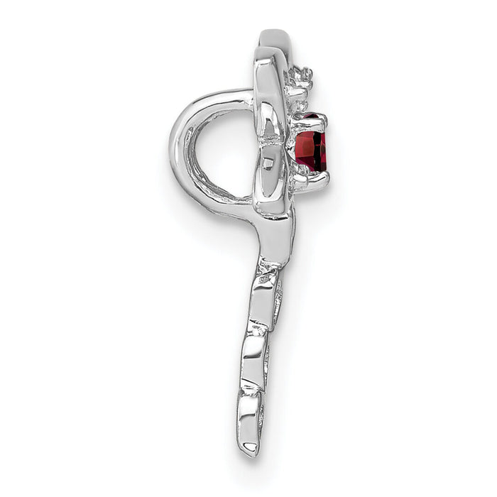 14k White Gold Garnet and Diamond Dragonfly Chain Slide-PM7039-GA-002-WA