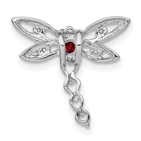 14k White Gold Garnet and Diamond Dragonfly Chain Slide-PM7039-GA-002-WA