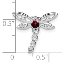 14k White Gold Garnet and Diamond Dragonfly Chain Slide-PM7039-GA-002-WA