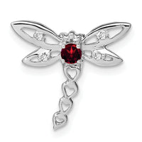 14k White Gold Garnet and Diamond Dragonfly Chain Slide-PM7039-GA-002-WA