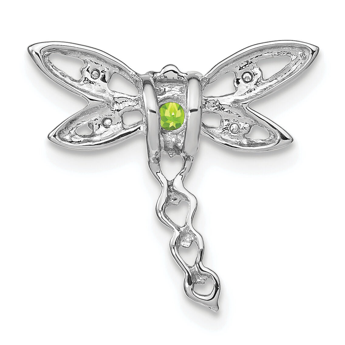 14k White Gold Peridot and Diamond Dragonfly Chain Slide-PM7039-PE-002-WA