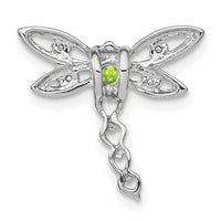 14k White Gold Peridot and Diamond Dragonfly Chain Slide-PM7039-PE-002-WA