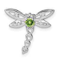 14k White Gold Peridot and Diamond Dragonfly Chain Slide-PM7039-PE-002-WA
