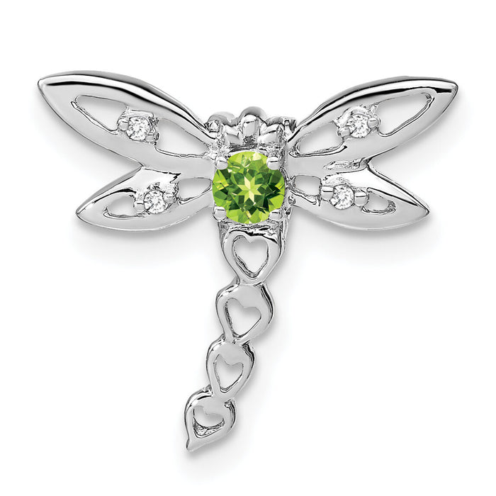 14k White Gold Peridot and Diamond Dragonfly Chain Slide-PM7039-PE-002-WA