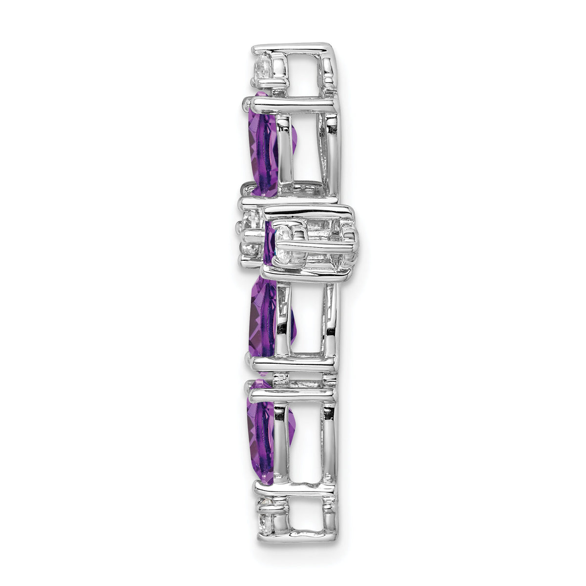 14k White Gold Amethyst and Diamond Cross Chain Slide-PM7040-AM-020-WA