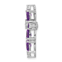 14k White Gold Amethyst and Diamond Cross Chain Slide-PM7040-AM-020-WA