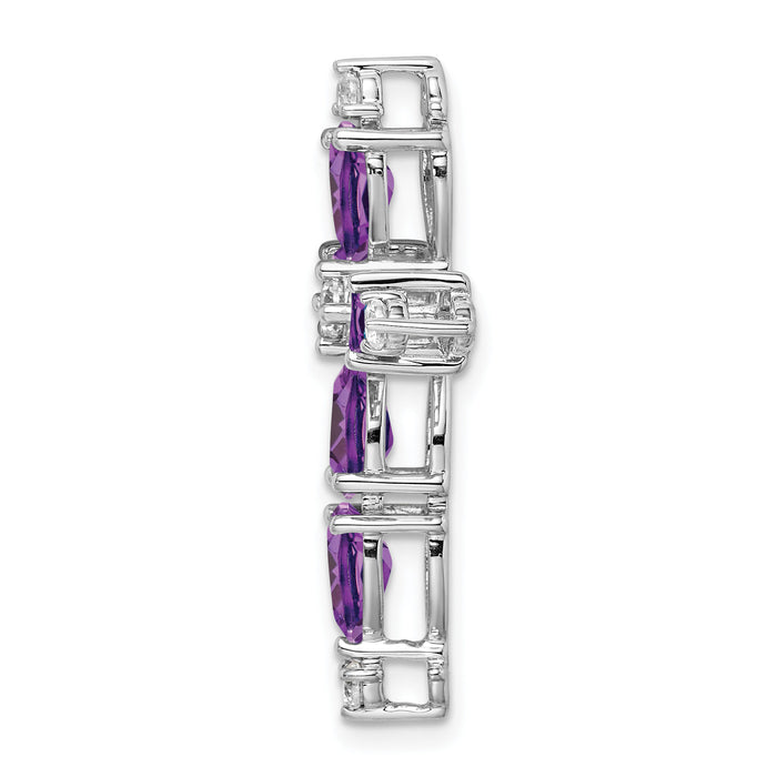14k White Gold Amethyst and Diamond Cross Chain Slide-PM7040-AM-020-WA