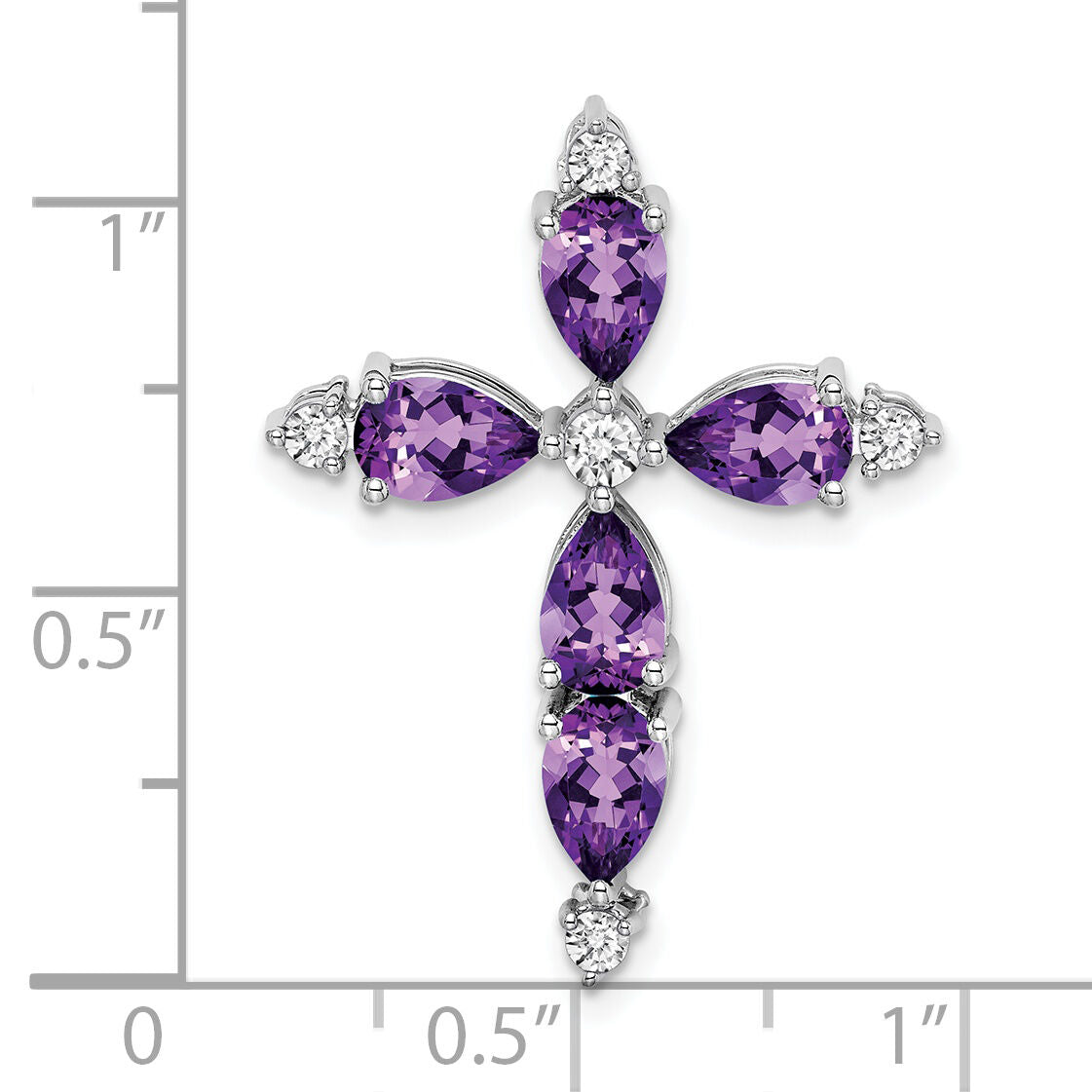 14k White Gold Amethyst and Diamond Cross Chain Slide-PM7040-AM-020-WA