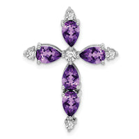 14k White Gold Amethyst and Diamond Cross Chain Slide-PM7040-AM-020-WA