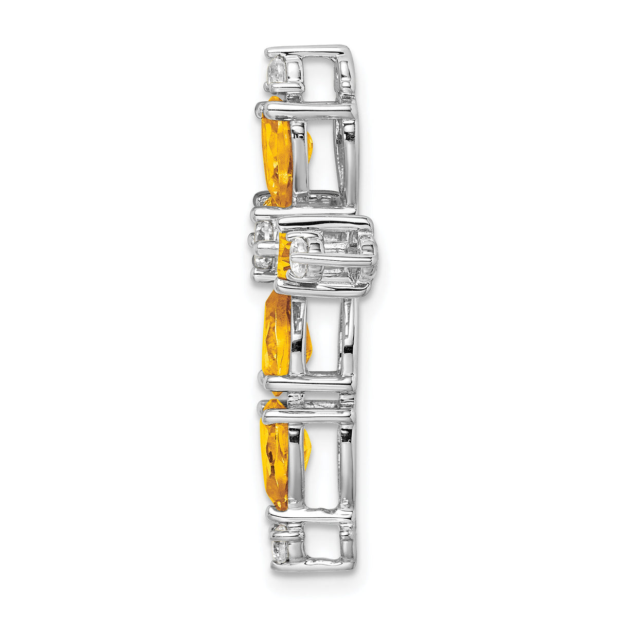 14k White Gold Citrine and Diamond Cross Chain Slide-PM7040-CI-020-WA