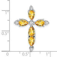 14k White Gold Citrine and Diamond Cross Chain Slide-PM7040-CI-020-WA